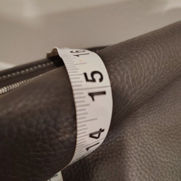 Lambertson Truex crossbody briefcase bag navy blue canvas or cotton and brown le - Picture 11 of 12